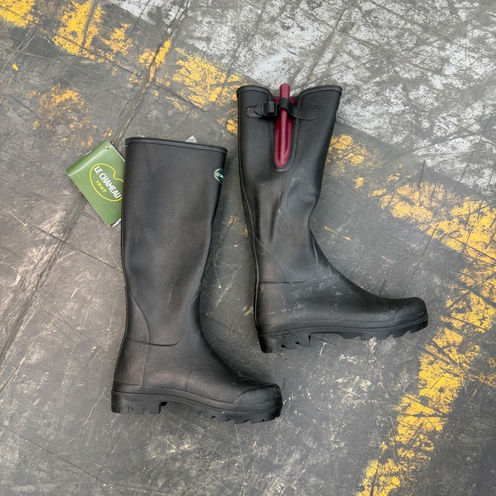 Le Chameau Modern Vierzon Lady II Deadstock Black Rubber Rain Boots